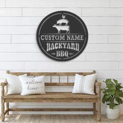 grill custom metal wall art led light backyard bbq name sign 2