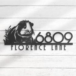 guinea pig house number custom metal address sign mouse home number 2