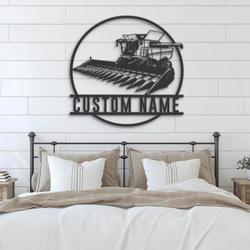 harvester custom metal wall art led light farm tractor name sign 4