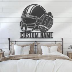 helmet american football custom metal wall art led light player name sign 3