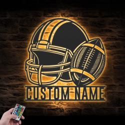 helmet american football custom metal wall art led light player name sign 5
