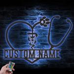 hospital animal clinic custom metal wall art led light vet care name sign 1