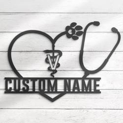 hospital animal clinic custom metal wall art led light vet care name sign 4