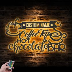 hot chocolate and coffee tea bar custom metal wall art led light 2