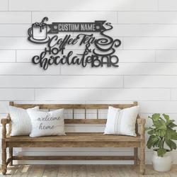 hot chocolate and coffee tea bar custom metal wall art led light 4