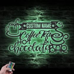 hot chocolate and coffee tea bar custom metal wall art led light 5
