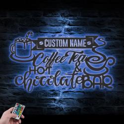 hot chocolate and coffee tea bar custom metal wall art led light 6