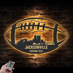 Jacksonville Skyline American Football Custom Metal Wall Art LED Light