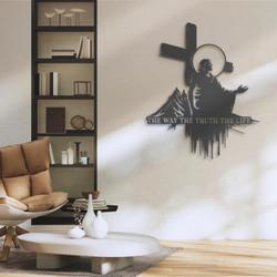 jesus the way the truth the life custom metal wall art led light 2