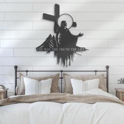 jesus the way the truth the life custom metal wall art led light 4
