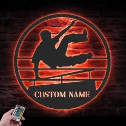 jump parkour custom metal wall art led light free runner name sign 2