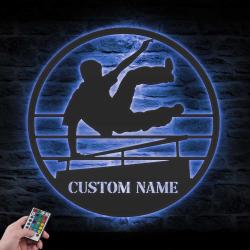 jump parkour custom metal wall art led light free runner name sign 4