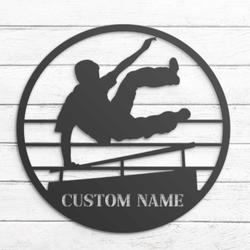jump parkour custom metal wall art led light free runner name sign 5