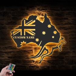 kangaroo australia map state custom metal wall art led light 2