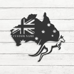 kangaroo australia map state custom metal wall art led light 3