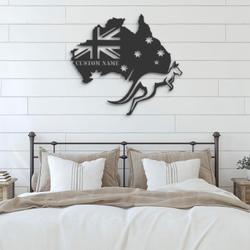 kangaroo australia map state custom metal wall art led light 4