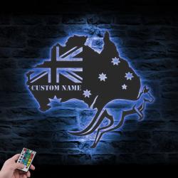 kangaroo australia map state custom metal wall art led light 6