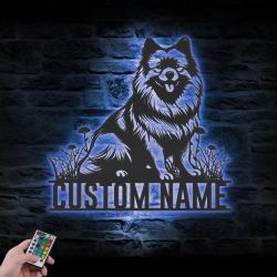 keeshond dog led wall decor customized metal art dog owners.