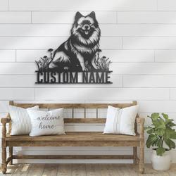 keeshond metal wall art led backlight personalized pet gift