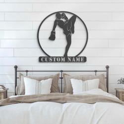 kickboxing custom metal wall art with led light martial arts name sign 3