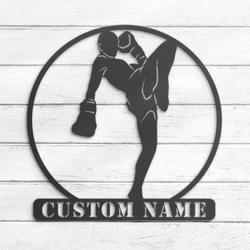 kickboxing custom metal wall art with led light martial arts name sign 4
