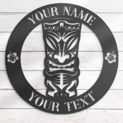 Ku Tiki Bar Custom Metal Wall Art Led Light Tiki Lounge Name Sign