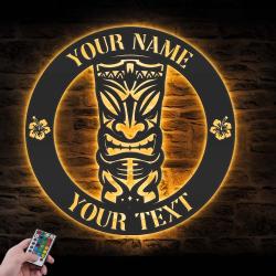 ku tiki bar custom metal wall art led light tiki lounge name sign 2