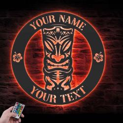 ku tiki bar custom metal wall art led light tiki lounge name sign 3