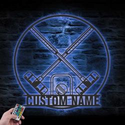 lacrosse player custom metal wall art led light lacrosse goalie name sign 3