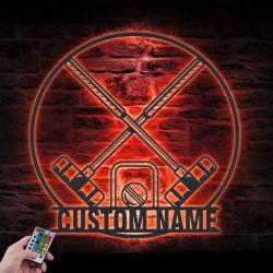 lacrosse player custom metal wall art led light lacrosse goalie name sign 4