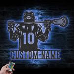lacrosse sticks custom metal wall art led light lacrosse player name sign 1