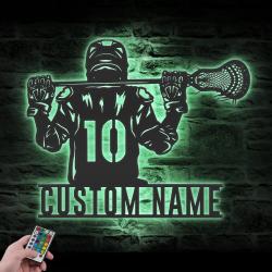 lacrosse sticks custom metal wall art led light lacrosse player name sign 2