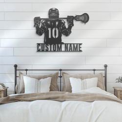 lacrosse sticks custom metal wall art led light lacrosse player name sign 3