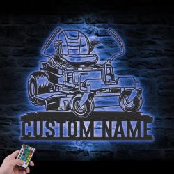 lawn mower driver custom metal wall art led light zero turn lawn mower name sign 3