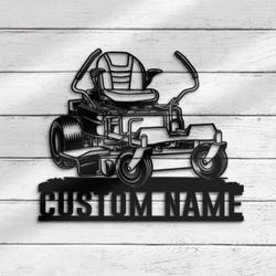 lawn mower driver custom metal wall art led light zero turn lawn mower name sign 5