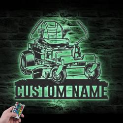 lawn mower driver custom metal wall art led light zero turn lawn mower name sign 6