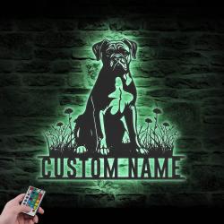 led boxer dog wall art customized metal decor pet owners