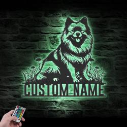 led keeshond dog wall light customizable metal art dog enthusiasts