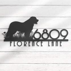 leonberger dog home number custom metal address sign 4