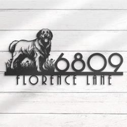 leonberger house number custom metal address sign dog home number 3