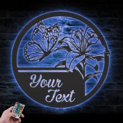 lily flower custom metal wall art led light lilies farm name sign 4