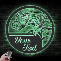lily flower custom metal wall art led light lilies farm name sign 5