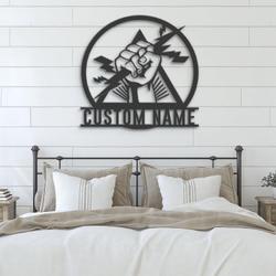 lineman custom metal wall art led light electrical engineer name sign 2
