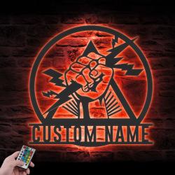 lineman custom metal wall art led light electrical engineer name sign 3