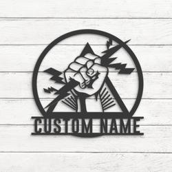 lineman custom metal wall art led light electrical engineer name sign 6