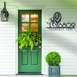 lion house number custom metal address sign animal home number 4