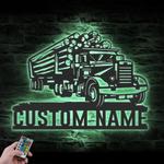 logging truck driver custom metal wall art led light trucker name sign 1