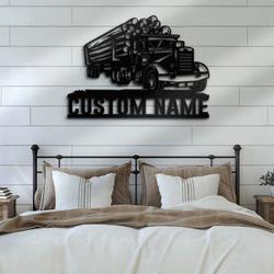 logging truck driver custom metal wall art led light trucker name sign 4