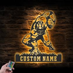 man american football custom metal wall art led light boy player name sign 2