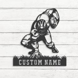 man american football custom metal wall art led light boy player name sign 3
